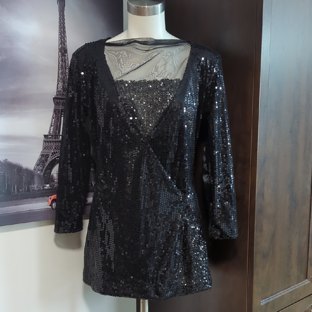 Forplay Black Sequin Top